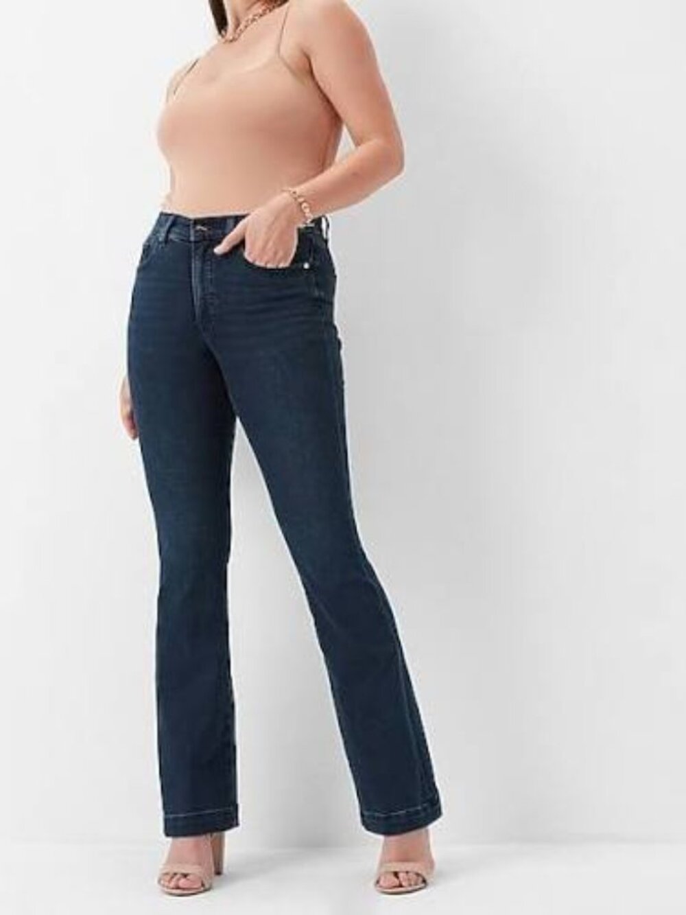 Express mid rise dark wash supersoft bootcut jeans